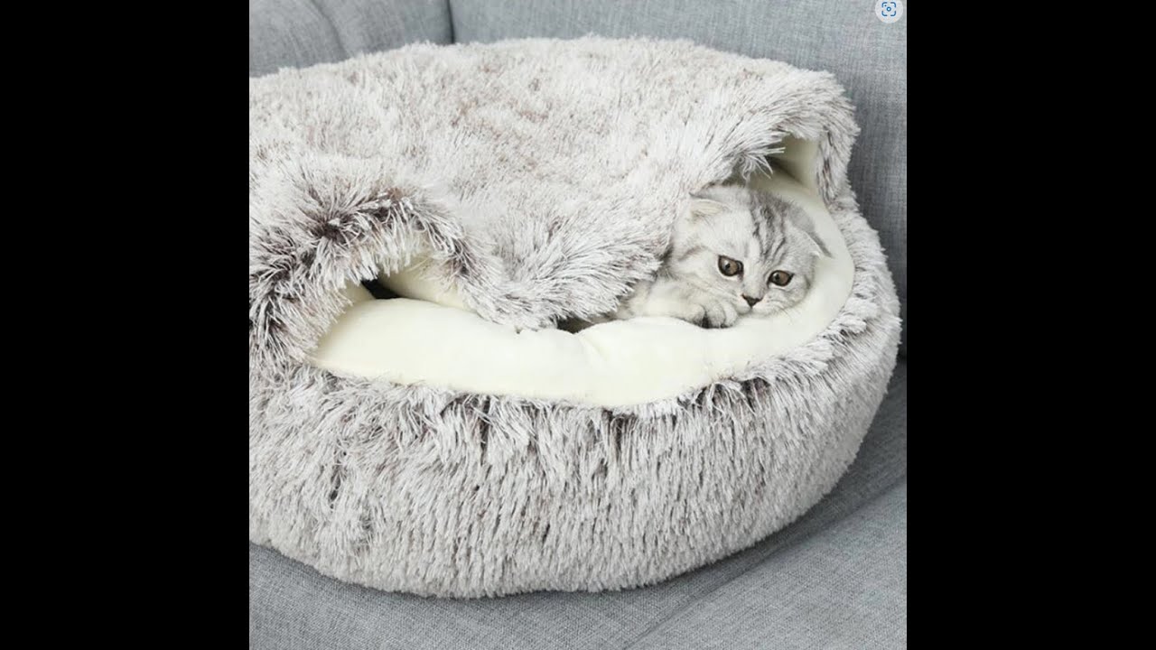 Cat Bed Round Soft Long Plush Dog House Bed for Small Dogs Cat House Pet Nest