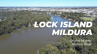 Milduras Lock 11 Island Birds Eye Perspective Murray River - Mildura, Victoria, Australia