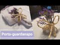 Porta-guardanapo com arranjo de lavanda! Simples e lindo.