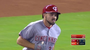 CIN@MIA: Duvall smacks a two-run homer to left-center