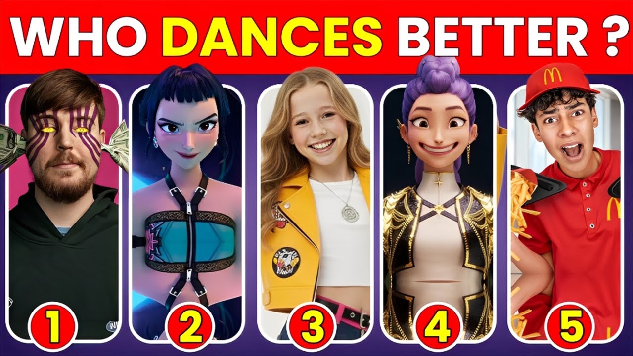Who DANCES Better? 💃🎶 Guess Who’s Dancing | Like Nastya, MrBeast, Rumi, Zoey, JoJo Siwa | Deep Quiz