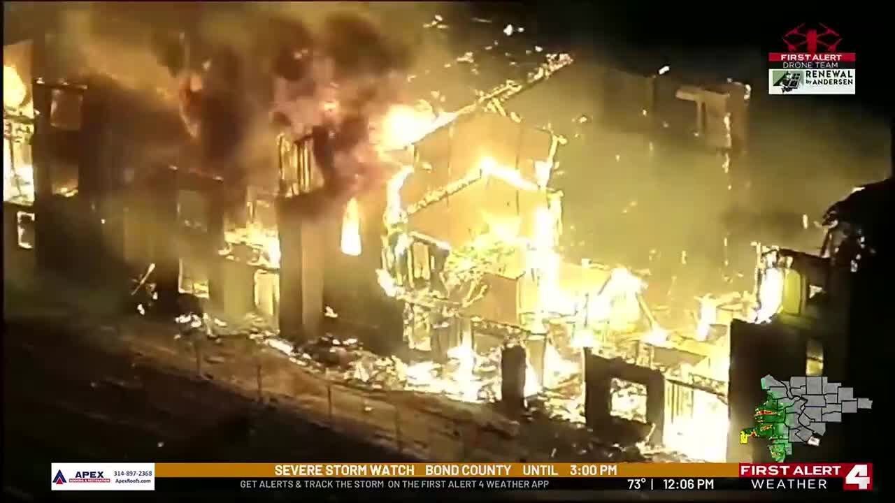 Glen Carbon firefighters battle early morning blaze at complex under ...