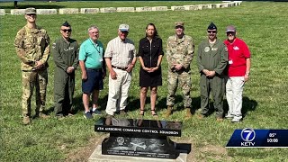 New granite memorial bench honors members and crews of the Fourth Airborne Command Control Squadron