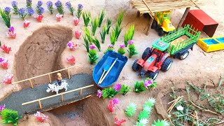 diy tractor making concrete bridge | cow miniature | how to make mini bridge @sunfarming7533 #farming