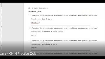 Java -  Lesson #27 - CH. 4 Practice Quiz