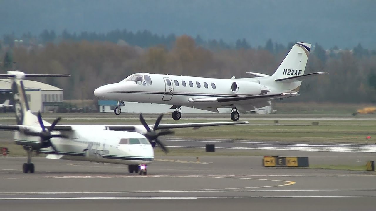 N22AF Cessna Citation V Landing Portland Airport (PDX)