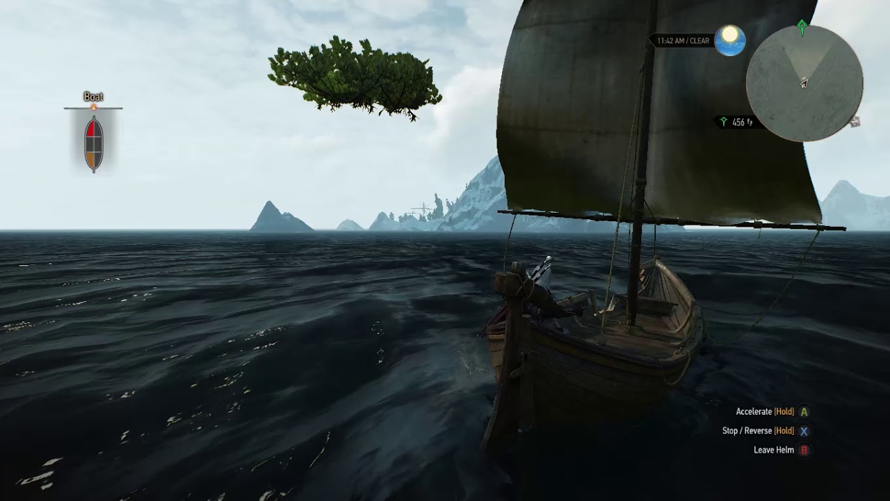 The Witcher 3 weird bush glitch in Skellige sea near Southern Isles