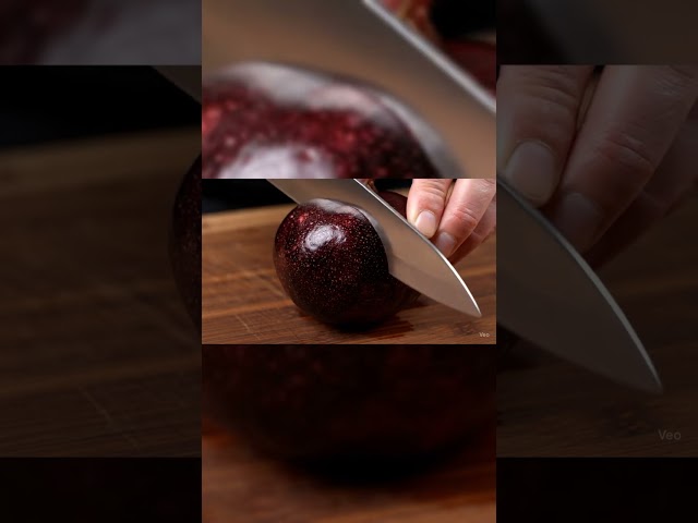 Mesmerising Slice 🔪 What's Inside This Black Pomegranate? #asmr #oddlysatisfying #pomegranate