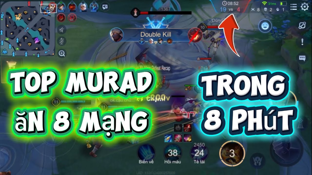 Лучший игрок за Мурада совершил 8 убийств за 8 минут | Arena of Valor Mobile