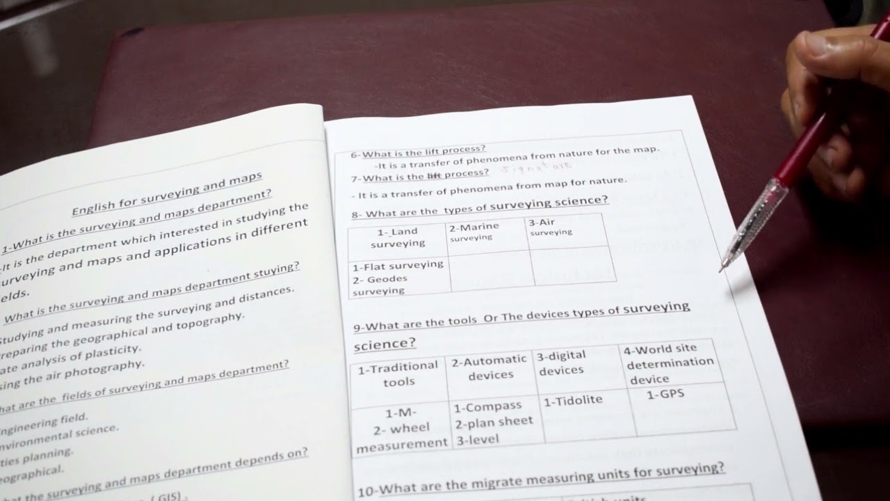 مراجعة لغة انجليزية لقسم المساحة والخرائط الفرقة الاولى دكتور ممدوح عبد الجواد