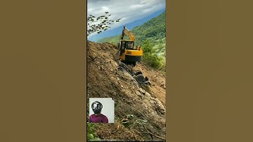 Excavator |  Excavator Climbs Uphill Digging Terrified |  #shorts