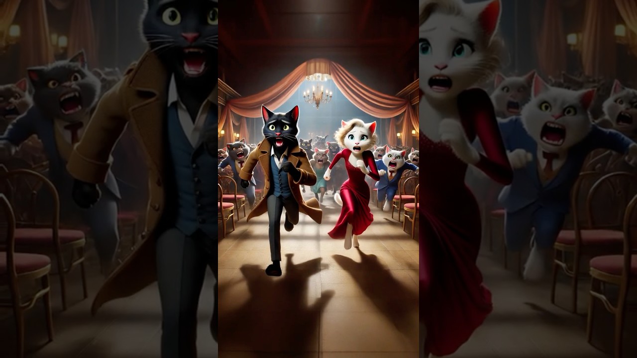 Drama Unfolds: Cats’ Love Triangle Caught on CCTV at a Wedding  #ai #aigenerated #love