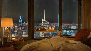 Cozy Bedroom ~ Midnight Melodies | Slow Jazz with Rainy in Your Bedroom for Sleep and Chill