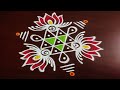 Easy  beautiful rangoli designs with 4 dots  tulasi kota muggulu  lotus rangoli  friday muggulu