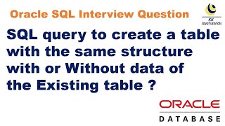 SQL query to create a table with the same structure with or Without data of the Existing table?