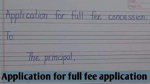 Application for full fee concession|How to write full fee concession application|Application writing