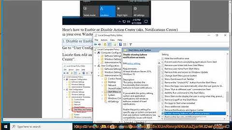 Enable/Disable Action Center (Notifications Center) in Windows 10
