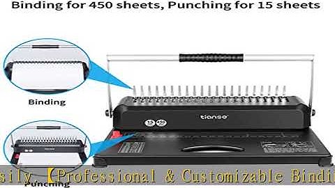 TIANSE Binding Machines, 21-Holes, 450 Sheets, Comb Bind Machine Book Maker with 100 PCS 3/8