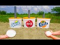 Experiment: Giant Coca Cola, Mirinda, Sprite and Fanta vs Mentos Underground
