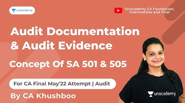 Audit Documentation & Audit Evidence | Concept Of SA 501 505 | CA Khushboo Sanghavi