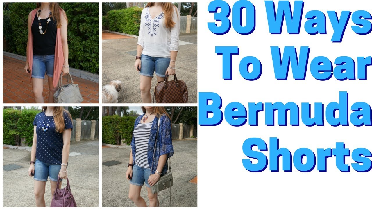 30 Ways To Wear Bermuda Denim Shorts ~ #30wears Outfit Challenge - YouTube