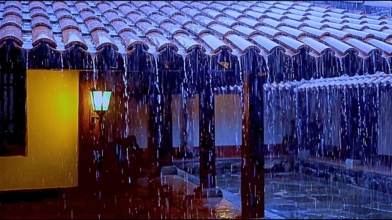 Stop Overthinking Tonight with Heavy Rain and Thunder Sounds on a House Roof in a Wild Storm