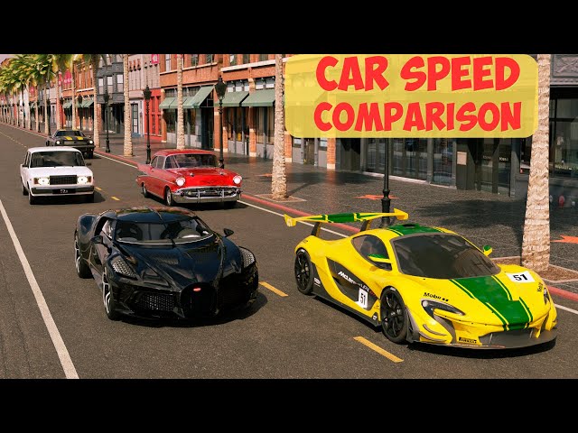CAR SPEED COMPARISON 3D |  3D Animation Comparison (4K) class=