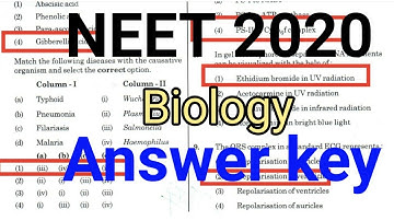 NEET 2020 - Answer key - Solved question paper - Biology