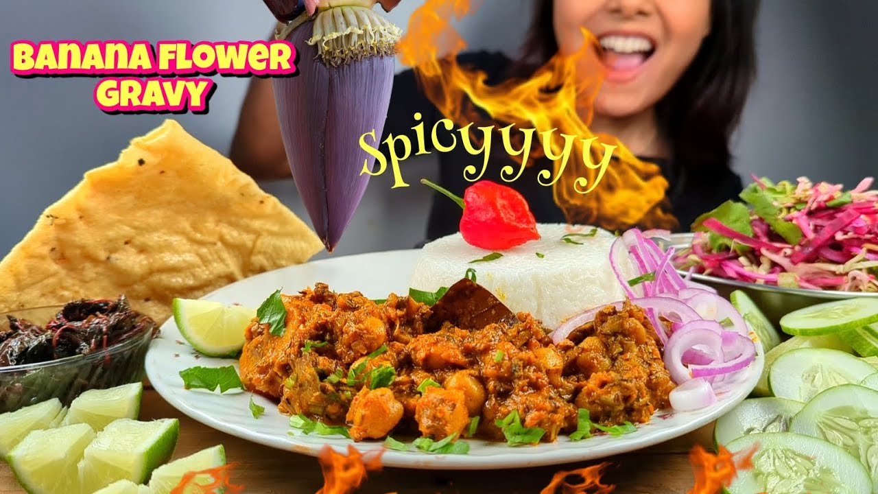 COOKING & EATING MOUTHWATERING BANANA FLOWER GRAVY KOLDIL SOBJI