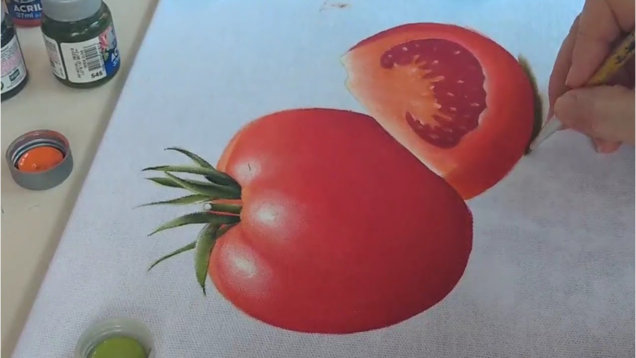 Aprenda a pintar TOMATE para iniciantes VIDEOAULA