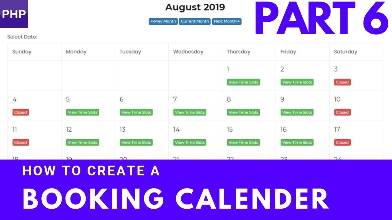 How To Create A Booking Calendar Block Selected Days Php Mysql Part How To Create A Booking Calendar Block Selected Days Php Mysql Part