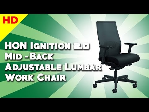 HON Ignition 2.0 Mid Back Adjustable Lumbar Work Chair - Black Mesh Computer Chair for Office Desk