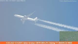 Qatar Airways QR701:DOH-JFK (21.03.2022) #NikonP1000