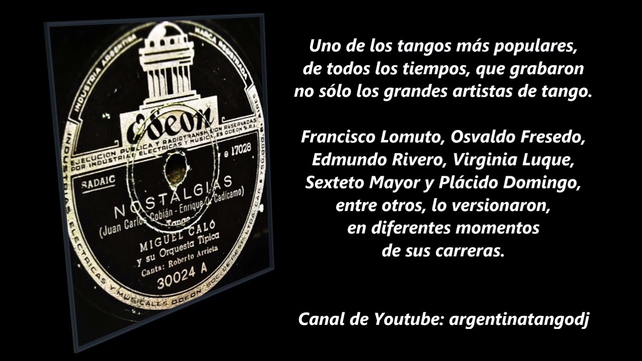MIGUEL CALÓ & ROBERTO ARRIETA: NOSTALGIAS - TANGO CON LETRA DETALLADA adlı videoyu YouTube'da izle MIGUEL CALÓ & ROBERTO ARRIETA: NOSTALGIAS - TANGO CON LETRA DETALLADA adlı videoyu YouTube'da izle