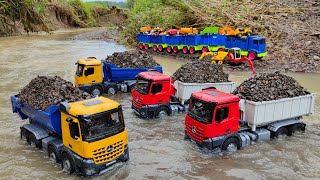 Membersihkan Truk Tronton Pasir Dan Menemukan Mainan Excavator, Tayo, Damkar, Mobil Balap, Crane