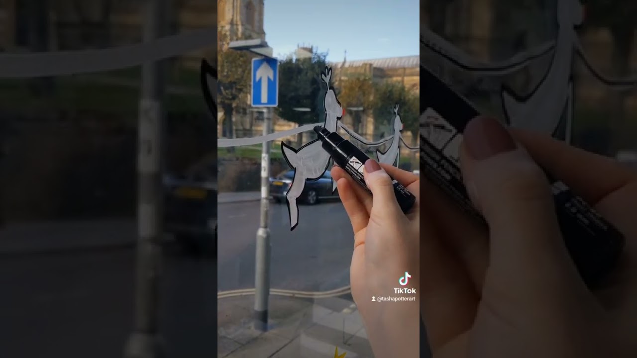 Christmas window posca pen illustration Yeovil