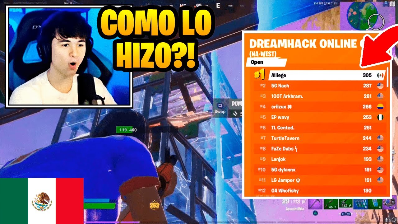 ALLIEGE HACE TOP 1 en LA DREAMHACK de FORTNITE TEMPORADA 4 😲 ORGULLO MEXICANO 🇲🇽