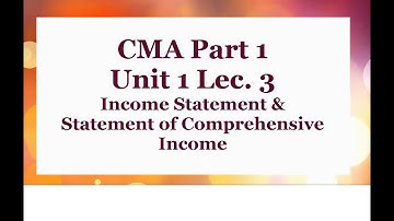 CMA Unit 1 Lec  3 Income Statement & Statement of Comprehensive Income