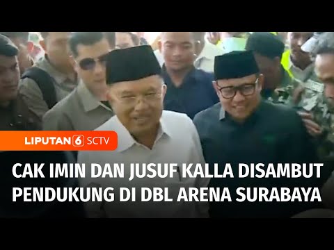 Kehadiran Cawapres Cak Imin dan Jusuf Kalla di DBL Arena Surabaya Disambut Pendukung | Liputan 6