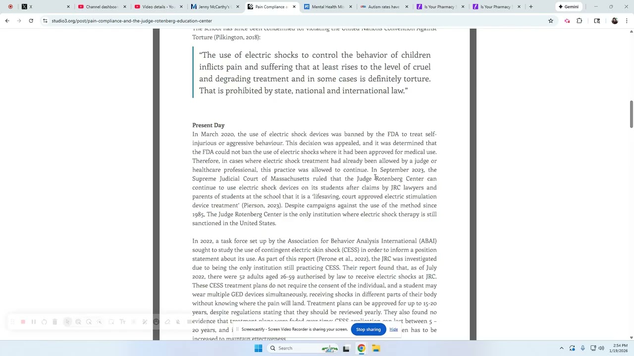 Pain Compliance and the Judge Rotenberg Education Center: Campaigning for Better Practice 3