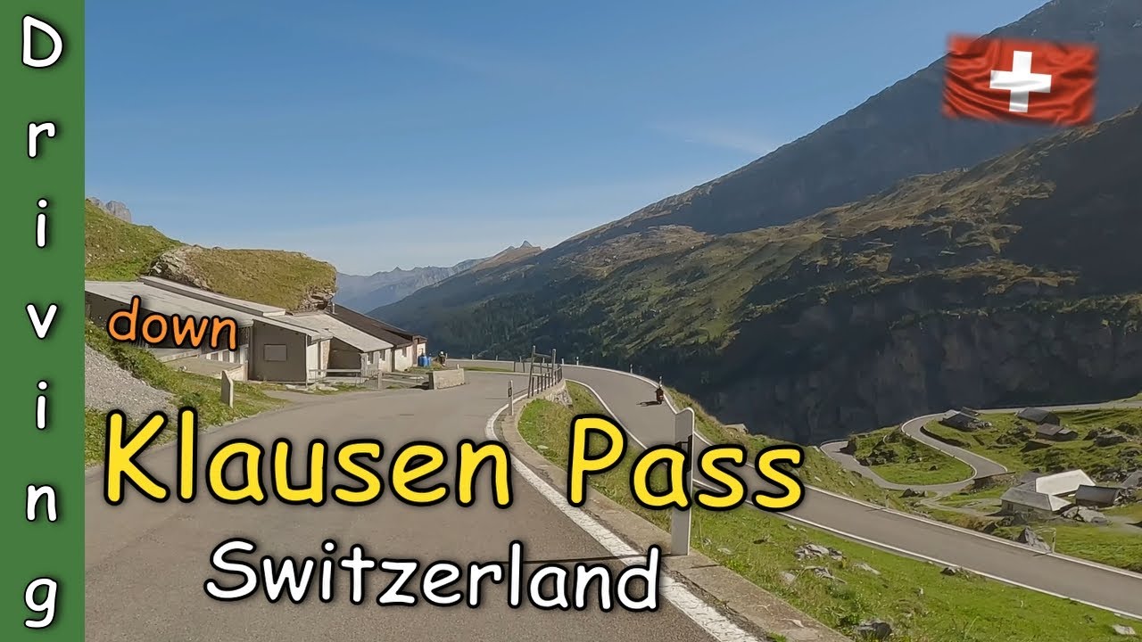 Driving Down Klausen Pass towards Linthal Switzerland