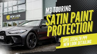 Transforming a 2023 BMW M3 Touring: Satin Finish with Xpel Stealth Protection!