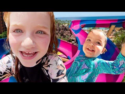 PiRATE WATER PARK!!  Navey's First Water Slide! Adley & Family Swim with Fish at Disney Hawaii movie's Avatar