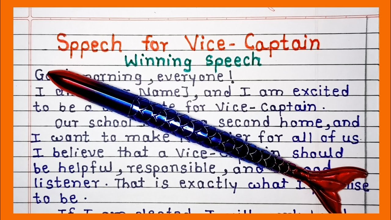 Best Speech for Vice-Captain Election | School Leadership Speech | Inspiring Vice-Captain Speech