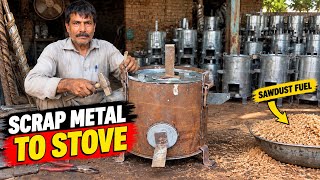 Scrap Metal Becomes a Sawdust Stove | Master Craftsman Builds It Entirely by Hand