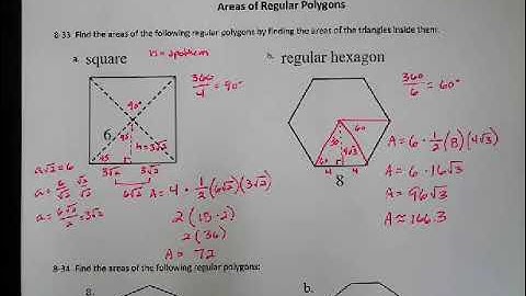CPM Integrated II Lesson 8.2.2 Areas of Regular Polygons