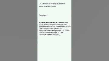 CCS medical coding questions no 21 || ICD 10 PCS and CM, cpt #ccs #medical #medicalbilling #exam
