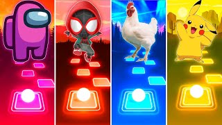 Among Us vs Spiderman vs Chicken vs Pikachu - Tiles Hop EDM Rush