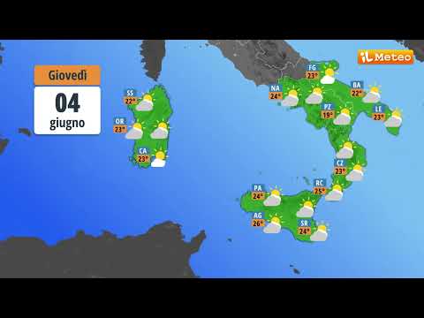 Video Meteo, previsioni e tendenza meteo Italia Giovedì 04 giugno 2026