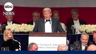 Trump and Harris trade jabs at Al Smith dinner, though Harris wasnt there